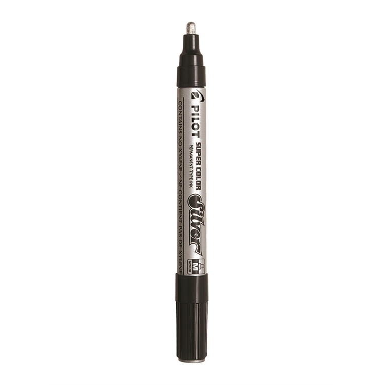 Maalikynä Pilot Super Color M hopea - pysyvä muste, ei sisällä ksyleeniä