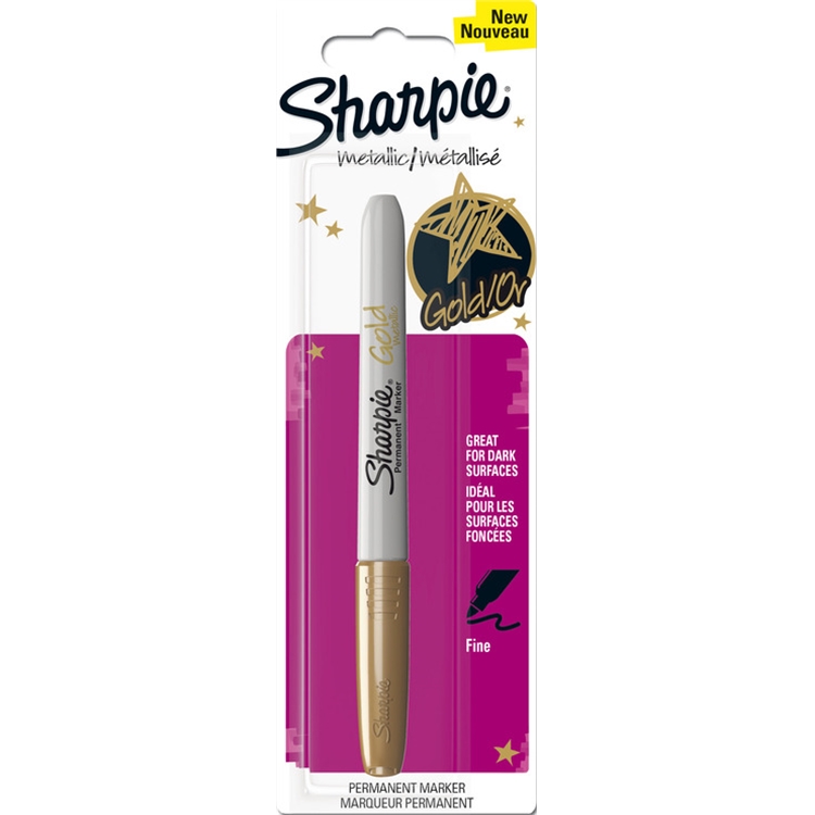 Maalikynä Sharpie Metallic F kulta - tarttuu pysyvästi useimmille pinnoille