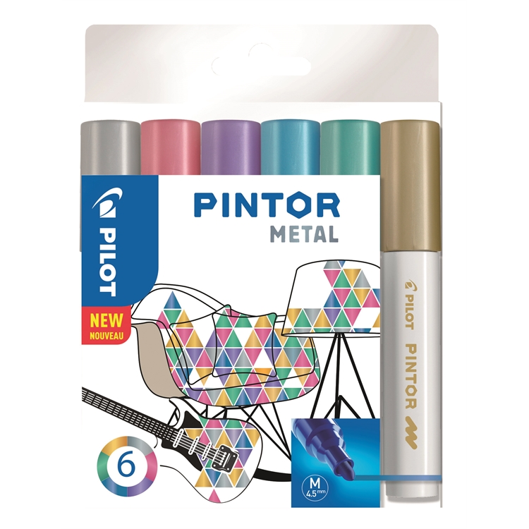 Maalikynä Pilot Pintor metallivärit - pysyväksi tekstiileihin silittämällä, posliiniin uunissa 150°