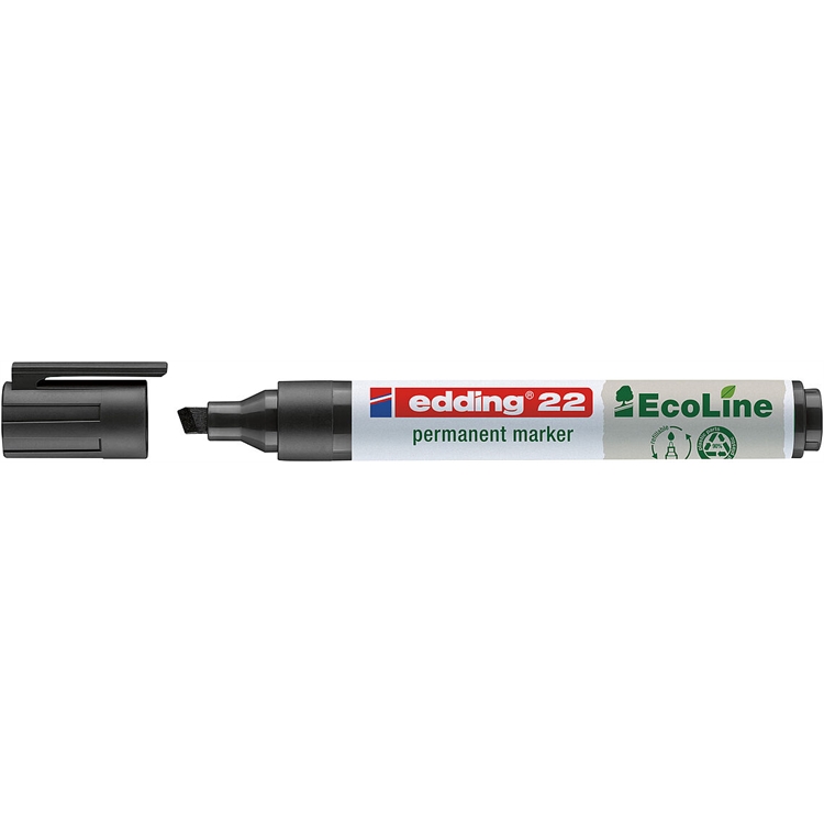 Huopakynä edding 22 Ecoline 1-5mm musta - ilmastoneutraali, kierrätysmateriaalia, pysyvä muste