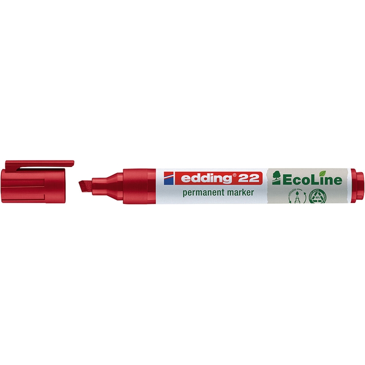 Huopakynä edding 22 Ecoline 1-5mm punainen - ilmastoneutraali, kierrätysmateriaalia, pysyvä muste