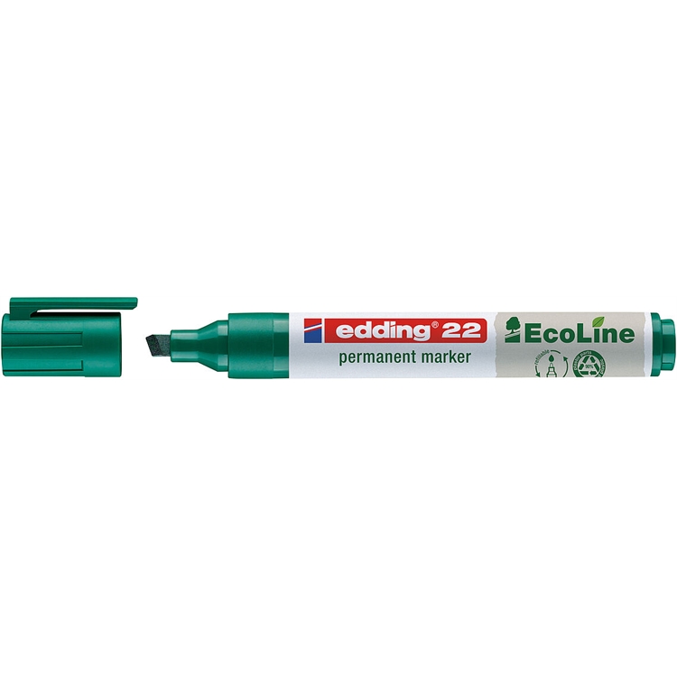 Huopakynä edding 22 Ecoline 1-5mm vihreä - ilmastoneutraali, kierrätysmateriaalia, pysyvä muste