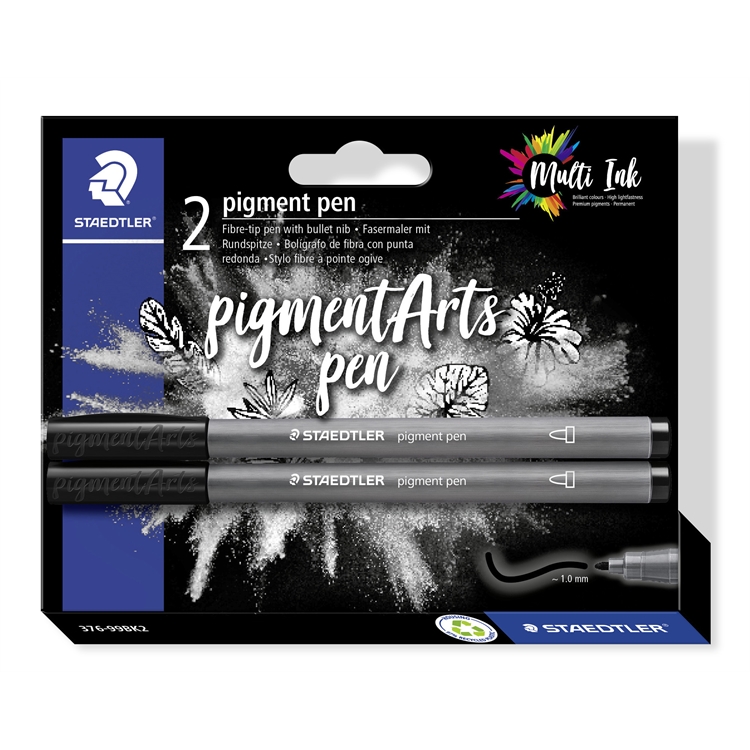 Staedtler Pigment Arts pen musta /2 - laadukas kuitukynä, intensiivinen musta väri
