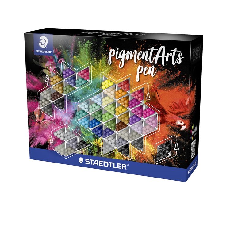 Staedtler Pigment Arts pen display /280 - laadukas kuitukynäsarja telineessä, intensiiviset värit
