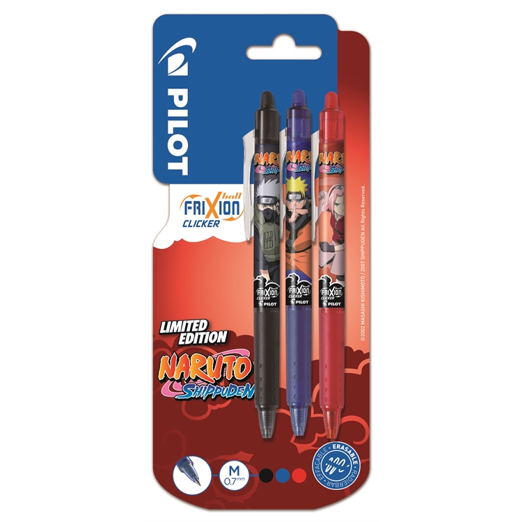 Kuulakynä Pilot Frixion Clicker Naruto 07 blisteri 3 väriä - Naruto Shippuden -animesarjan teema