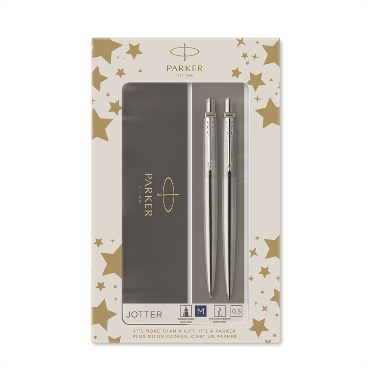 Kuulakärkikynä ja lyijytäytekynä Parker Duoset Jotter Stainless