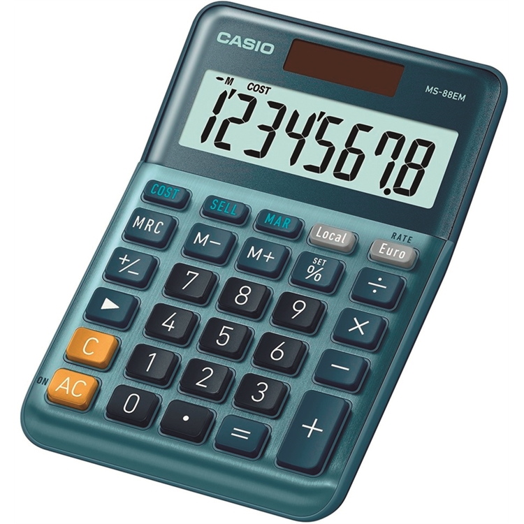 Pöytälaskin Casio MS-88EM - valokennolla toimiva paristovarmennettu laskin