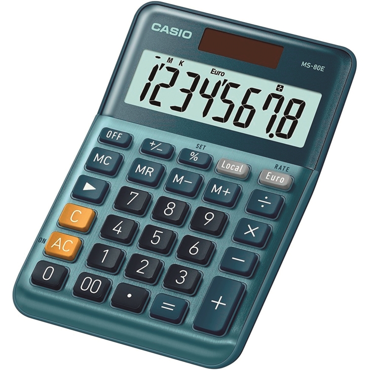 Pöytälaskin Casio MS-80E - valokennolla toimiva paristovarmennettu laskin