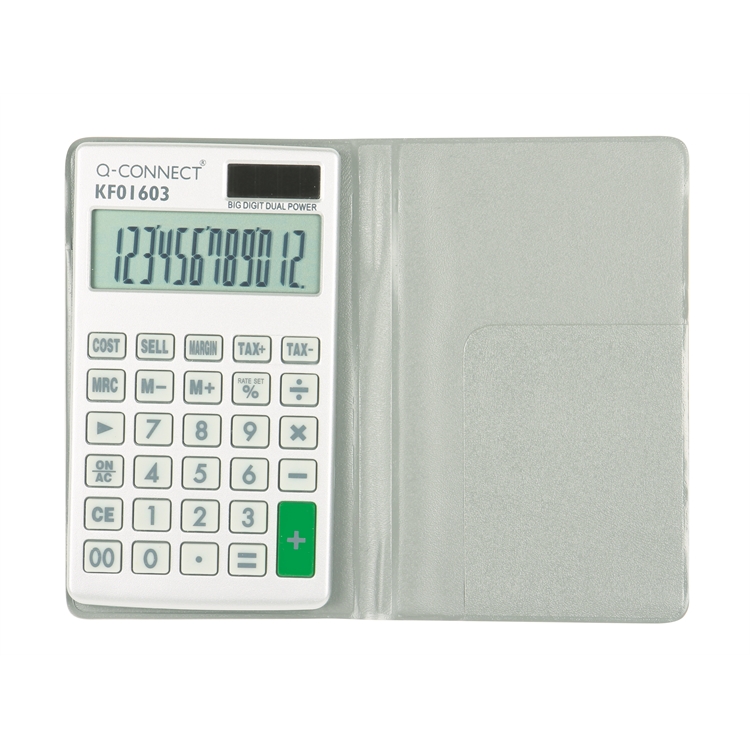 Nelilaskin Q-CONNECT 10-numero lompakko KF01603 - paristovarmennettu valokennolaskin