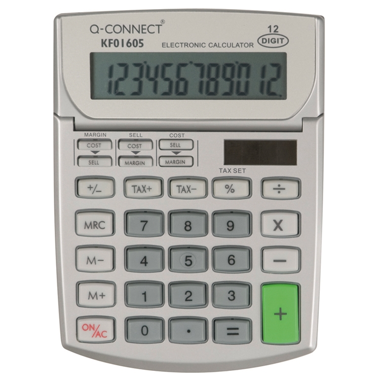 Pöytälaskin Q-CONNECT 12-numero pieni KF01605 - paristovarmennettu valokennolaskin