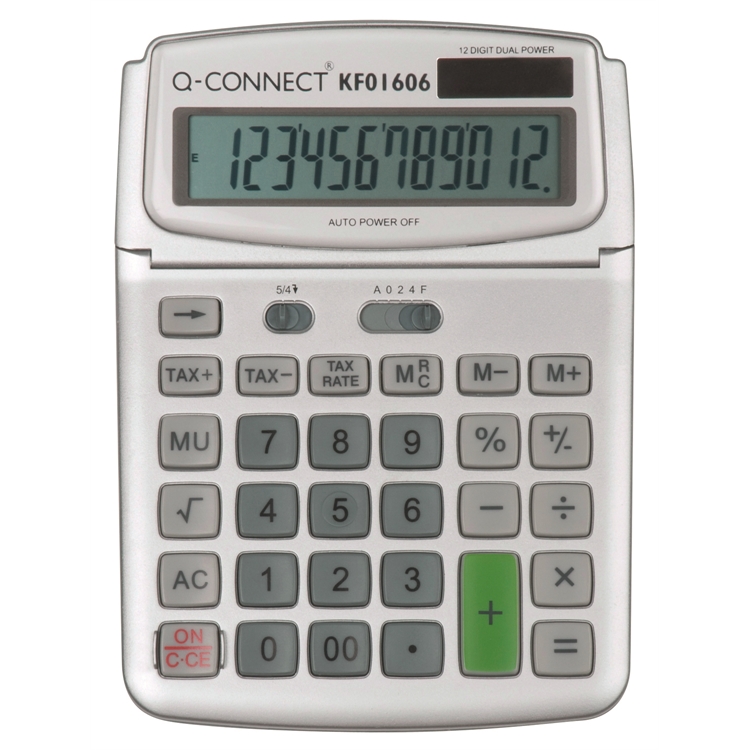 Pöytälaskin Q-CONNECT 12-numero iso KF15758 - paristovarmennettu valokennolaskin