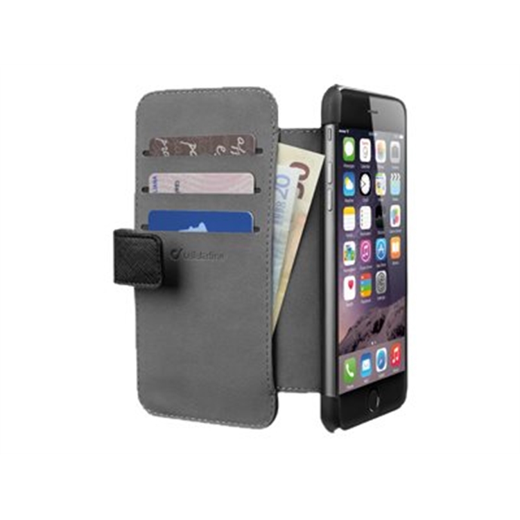 Kotelo iPhone 6+ Cellularline wallet musta