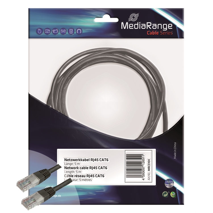 Verkkokaapeli  RJ45  5m musta