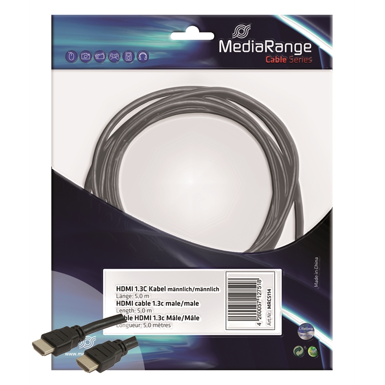 Videokaapeli HDMI-HDMI 5m versio 1.4
