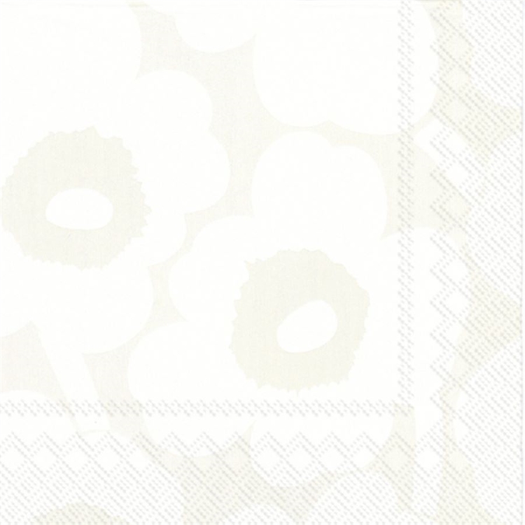 Lautasliina Marimekko 25x25 cm unikko valko-hopea /20 - 100% kierrätysmateriaalia