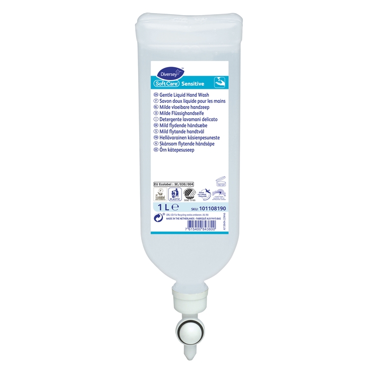Käsienpesuneste Soft Care Sensitive 1L - hajusteeton, väriaineeton