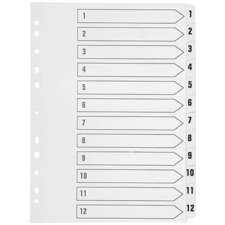 Numerohakemisto A4, 1-20 kartonki