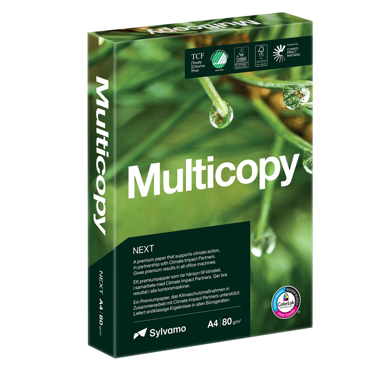 Kopiopaperi Multicopy Next A4 80g/500 - Joutsenmerkki, EU-kukka, FSC-sertifikaatti