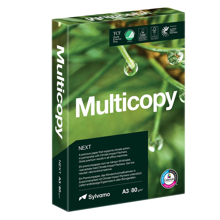 Kopiopaperi Multicopy Next A3 80g/500 - Joutsenmerkki, EU-kukka, FSC-sertifikaatti