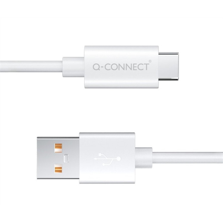 Kaapeli Q-Connect USB-C to USB-A valkoinen 1,2 m - tiedonsiirtonopeus 5 GB/s
