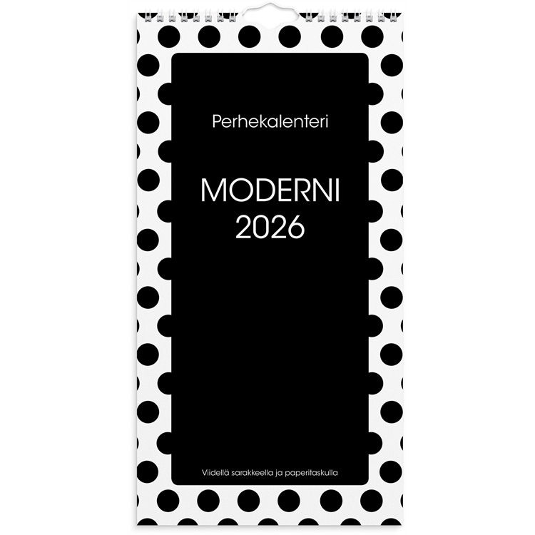 Perhekalenteri 2026 Moderni paperitaskulla