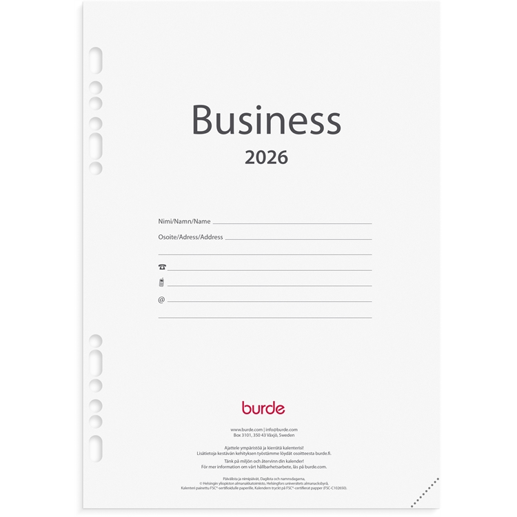 Kalenteri 2026 Business kalenteripaketti 12 kk