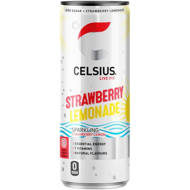 Energiajuoma Celsius Strawberry-Lemonade 355 ml (ei sis pantti) - sokeriton, kaloriton