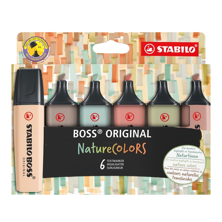 Korostuskynä STABILO BOSS NatureColors 70/6-2-2 lajitelma /6 - kauniin luonnolliset värit