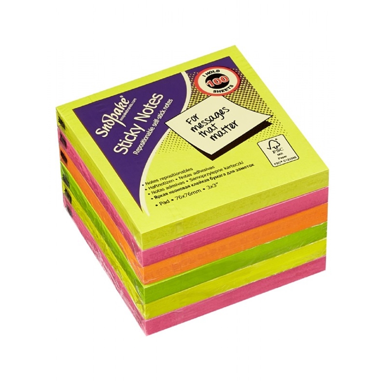 Viestilappu Snopake 76x76mm FSC neonlajitelma /6