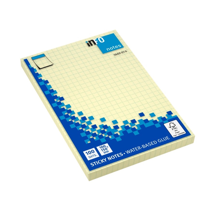 Viestilappu inFO 100x150mm FSC ruudutus keltainen
