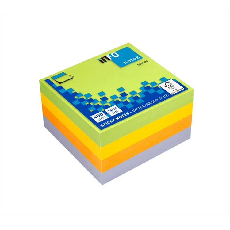 Viestilappukuutio inFO 75x75mm FSC kevätvärit