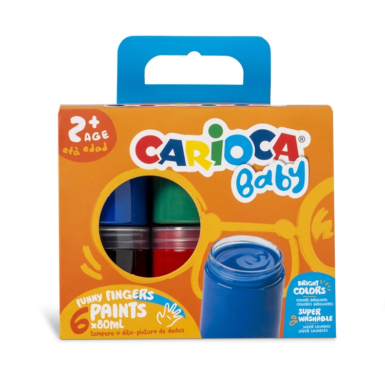 Sormivärit CARIOCA Baby 6 x 80 ml - hajuton, dermatologisesti testattu, hyvin pestävissä