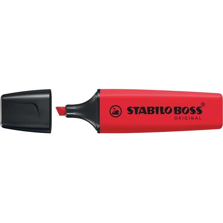 Korostuskynä STABILO BOSS ORIGINAL realred punainen - myrkytön muste, käy myös lämpöpaperille