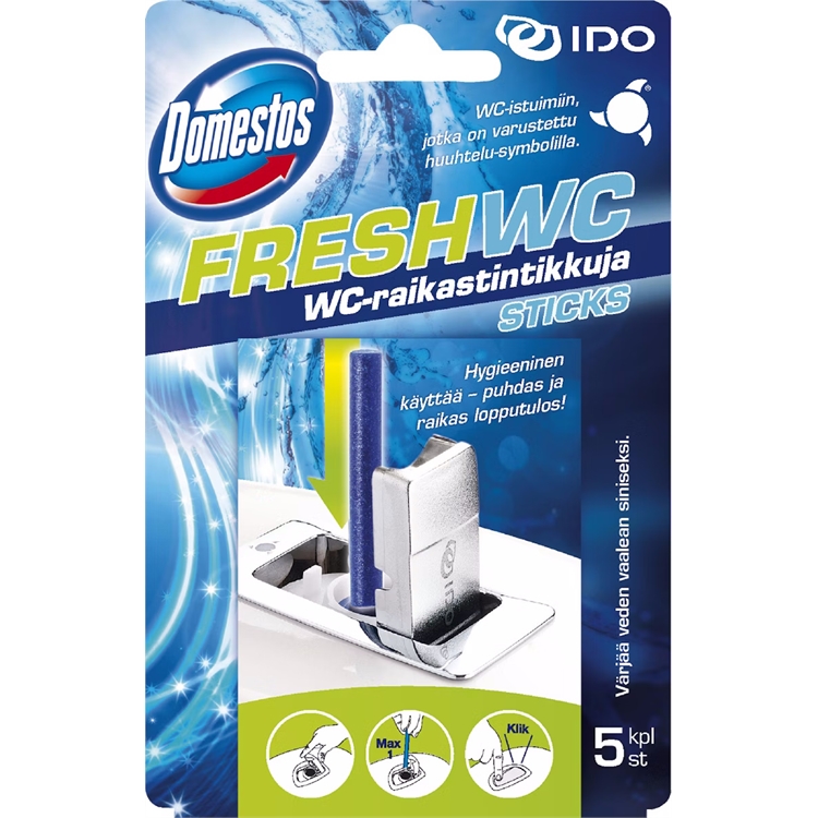 WC-raikastintikut 5x9,5g Domestos Ocean - ehkäisevät tehokkaasti kalkkisaostumien muodostumista