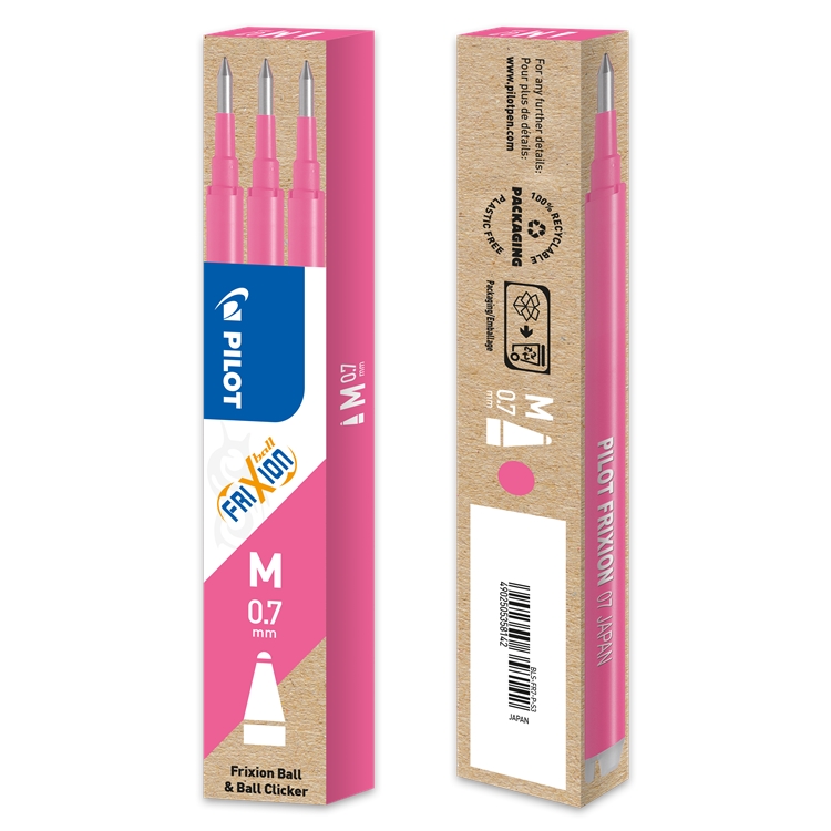 Säiliö Pilot Frixion Point 07 pinkki /3 kpl pkt - vaihtosäiliö Frixion Point ja Clicker kyniin