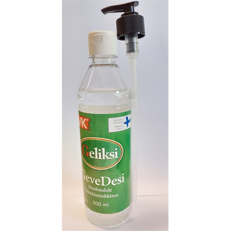 Käsidesi Geliksi GeveDesi 500 ml + pumppuannostelija - kotimainen käsidesi