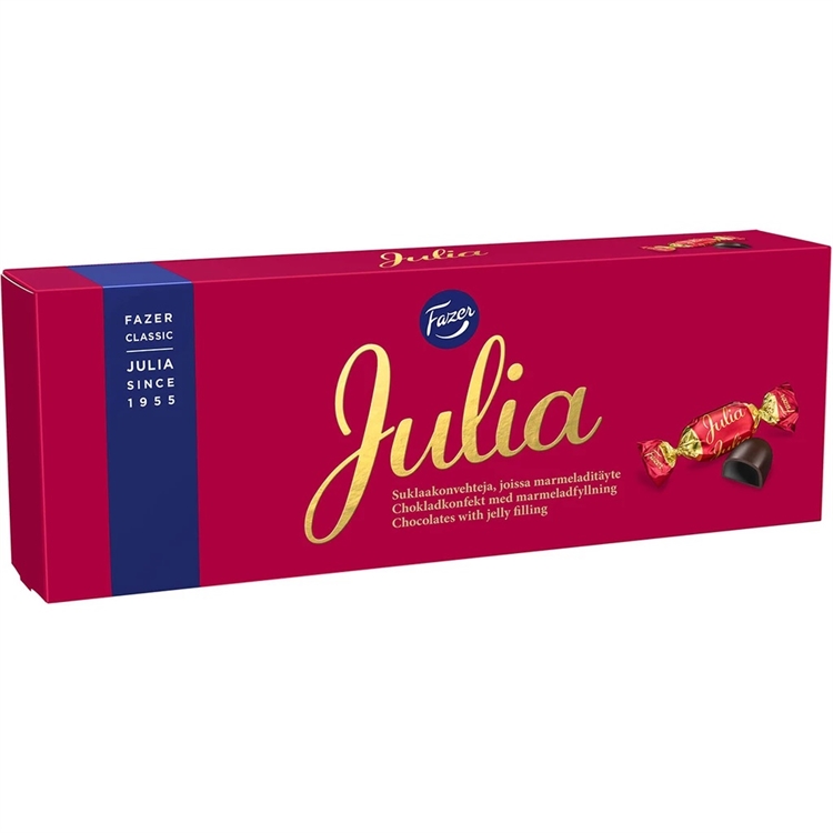 Suklaakonvehti Fazer Julia 320g - tummaa suklaata ja samettisen hedelmäistä marmeladia