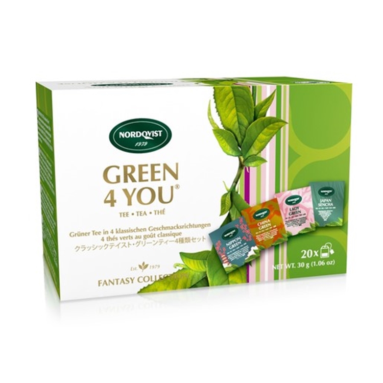 Tee Nordqvist Green 4 You vihreä pussitee lajitelma/20 - neljä eri makua, Rainforest Alliance