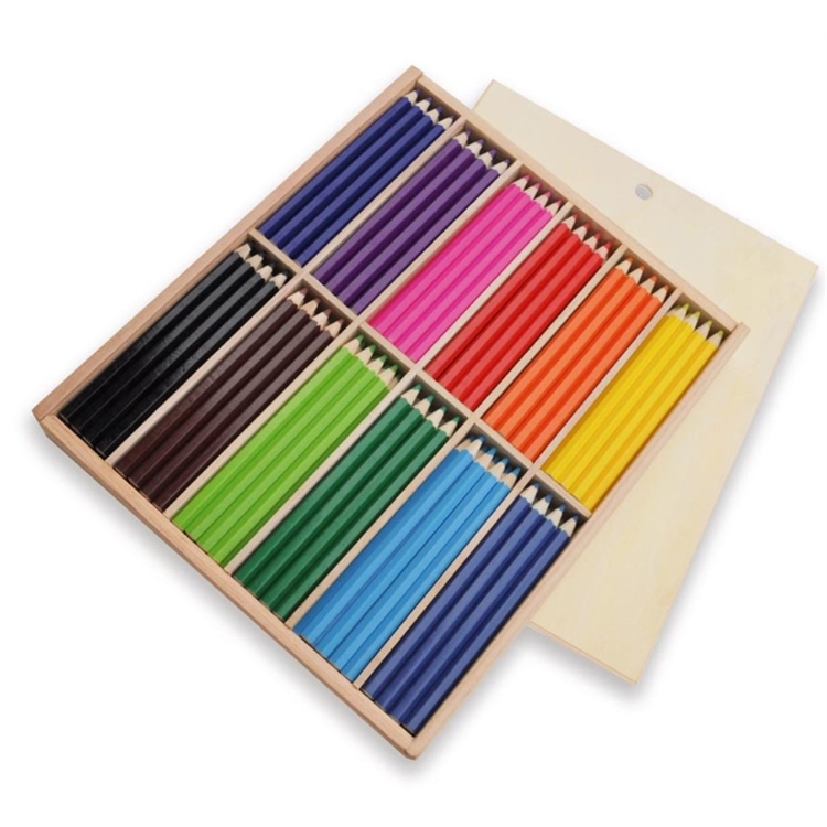 Värikynät Playbox jumbo värilajitelma puulaatikossa  /144 - 12x12 värin lajitelma, FSC-sertifikaatti