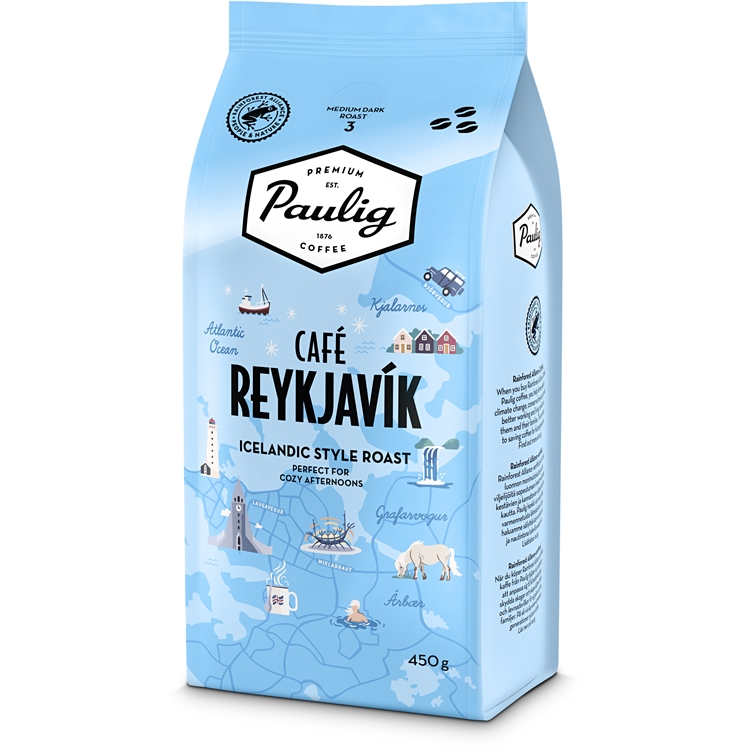 Kahvi Paulig Reykjavik 450 g papu RFA - hedelmäisen makea, vivahdus toffeeta