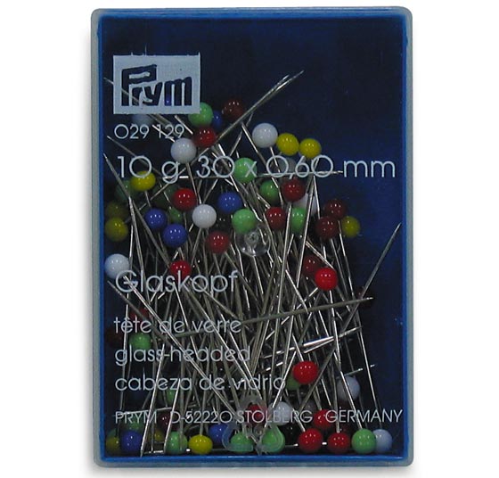 Nuppineula lasipää Prym 30 x 0,6 mm värilajitelma 10 g - karkaistua terästä, ei taivu eikä katkea