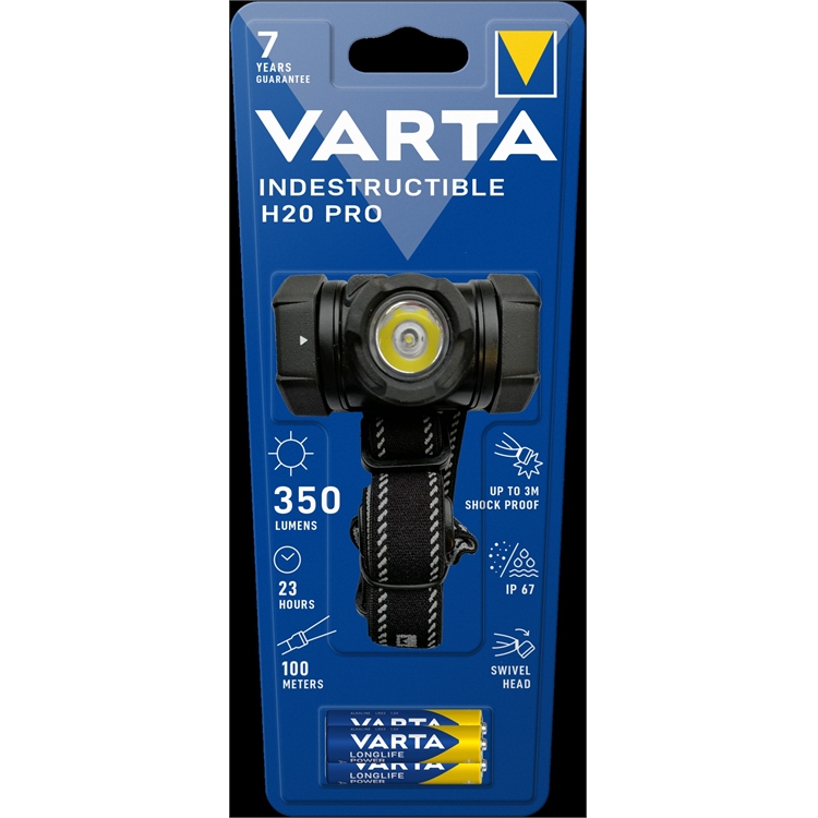 Otsalamppu Varta Indestructible H20 PRO hajoamaton 5 LED - erittäin kevyt, valaisee 30 m