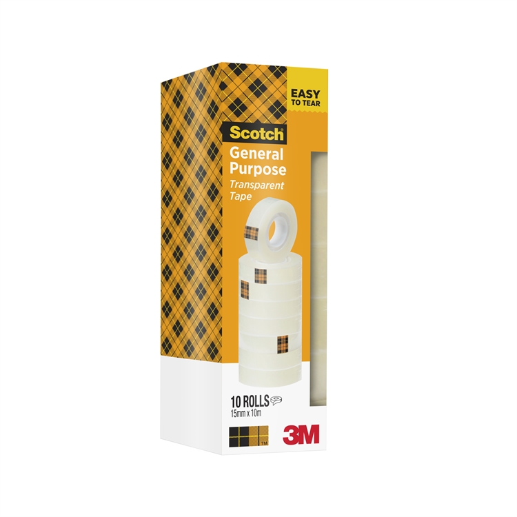 Yleisteippi Scotch 508 kirkas 15 mm x 10 m - taloudellinen läpinäkyvä teippi