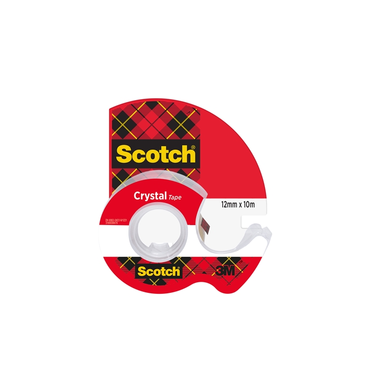Yleisteippi Scotch kirkas 12mmX10m + katkoja - hyvin pitävä, kellastumaton ja helposti katkaistava