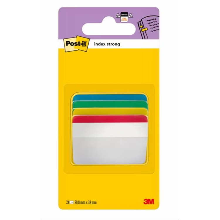 Teippimerkki Post-it Index Strong 38x51mm värilajitelma /24