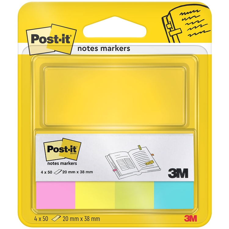 Merkkaaja Post-it 670-4N 20X38mm 4 väriä - 100% PEFC-sertifioitua paperia