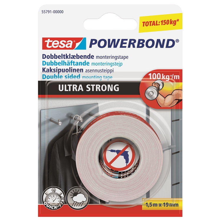 Asennusteippi tesa 55791 ultra strong 19mmx1,5m 2-puolinen