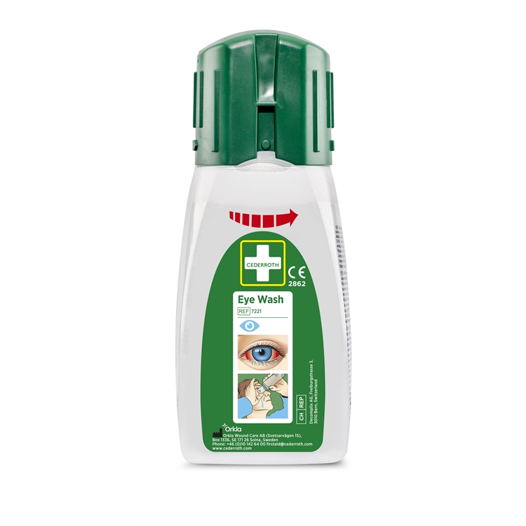Silmänhuuhtelu Cederroth 7221 235ml taskukoko - helppo pitää aina mukana
