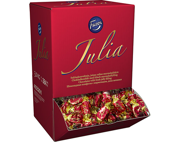 Suklaakonvehti Fazer Julia 3 kg - hienostunut tumma suklaa ja samettinen hedelmämarmeladi