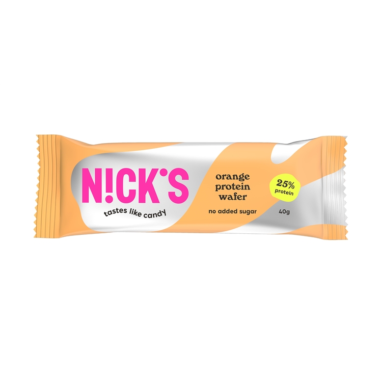 Proteiinipatukka Nick's vohveli appelsiini gluteeniton 40 g - ei lisättyä sokeria, ei palmuöljyä